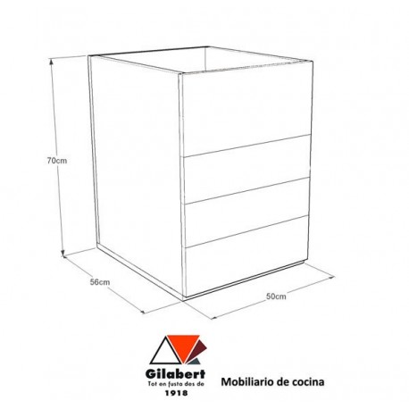 Cajonera para mueble de cocina 3 cajones + 1 cajon alto de 50 cm ancho