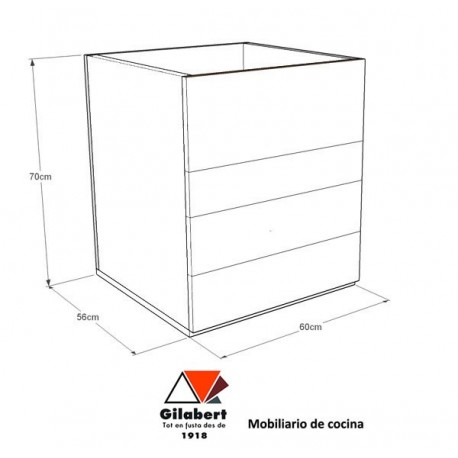 Cajonera para mueble de cocina 3 cajones + 1 cajon alto de 60 cm ancho