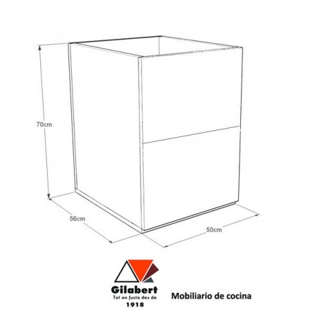 Cajonera para mueble de cocina 2 cajones altos de 50 cm ancho