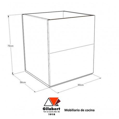 Cajonera para mueble de cocina 2 cajones altos de 60 cm ancho